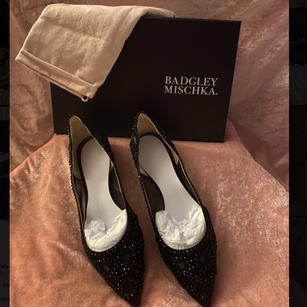 Badgley Mischka Gigi Embellished Pointed-Toe Flats